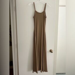 Universal Threads Sleek Brown Slip Maxi Dress - Minimal Spaghetti Strap